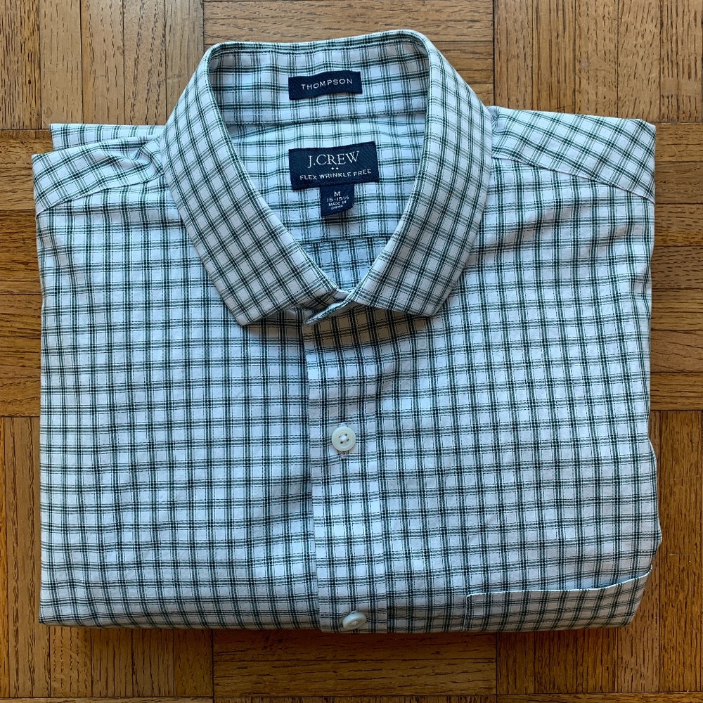 J. Crew Men's Thompson Fit Green White Shirt, M